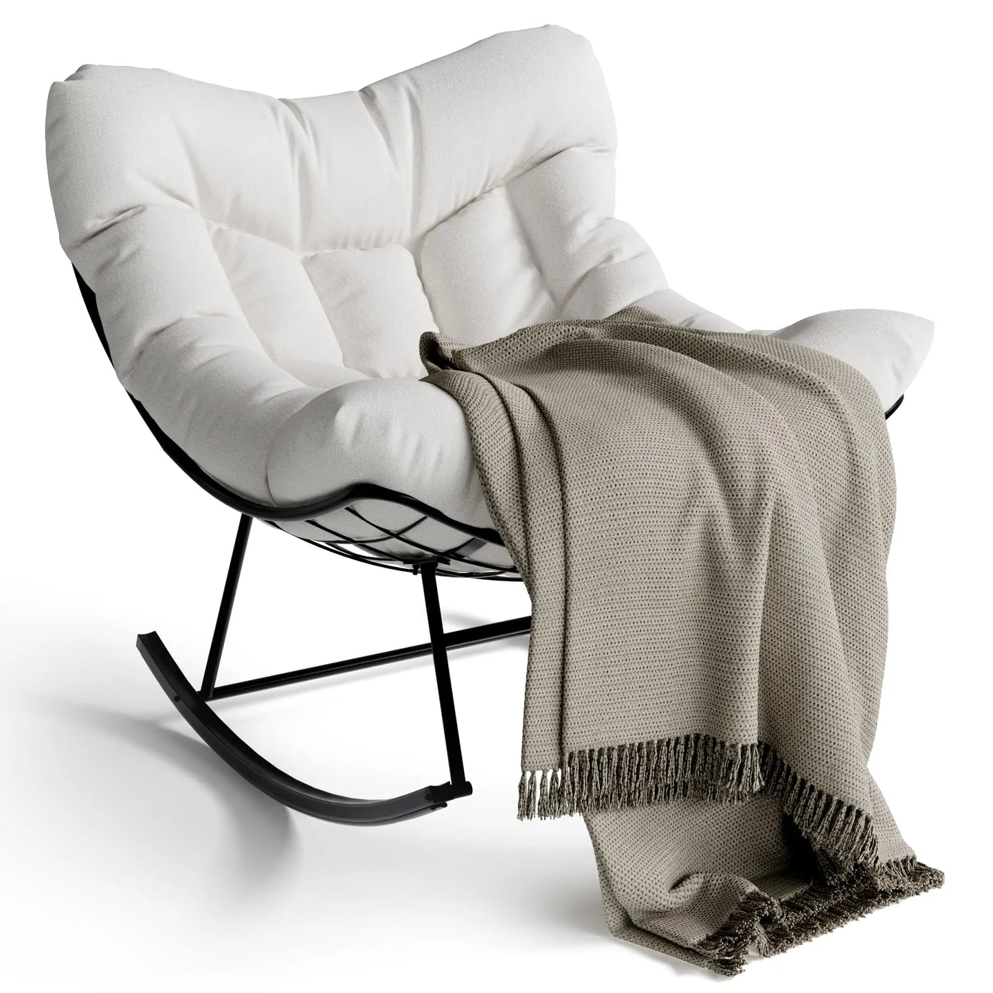 Papasan-Schaukelsessel mit Polsterauflage – für drinnen & draußen, optional mit Hocker — Bild 2
