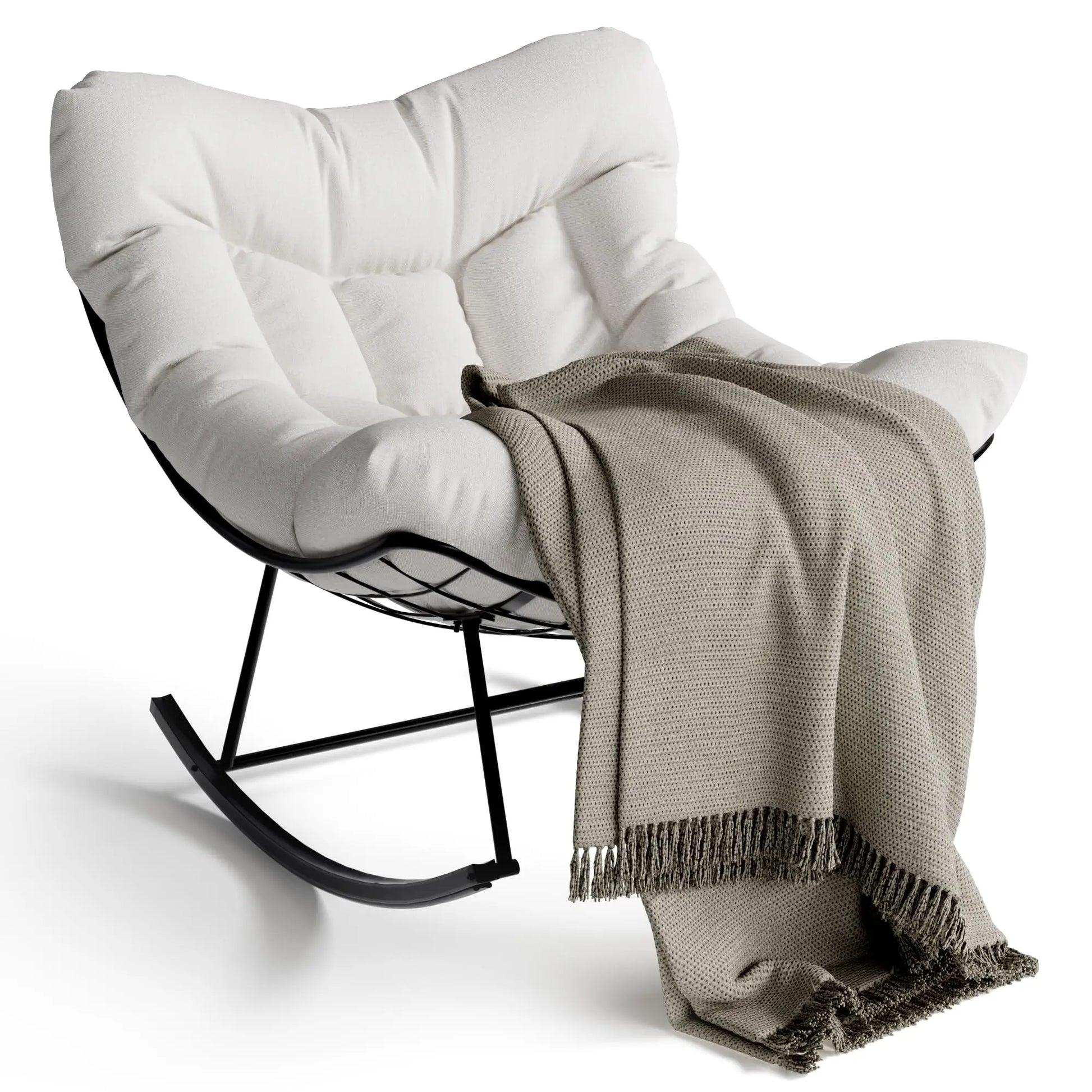 Papasan-Schaukelsessel mit Polsterauflage – für drinnen & draußen, optional mit Hocker — Bild 2