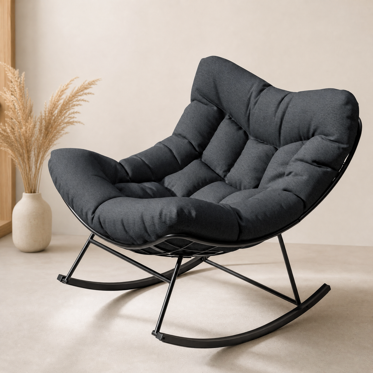 Papasan-Schaukelsessel mit Polsterauflage – für drinnen & draußen, optional mit Hocker — Bild 1