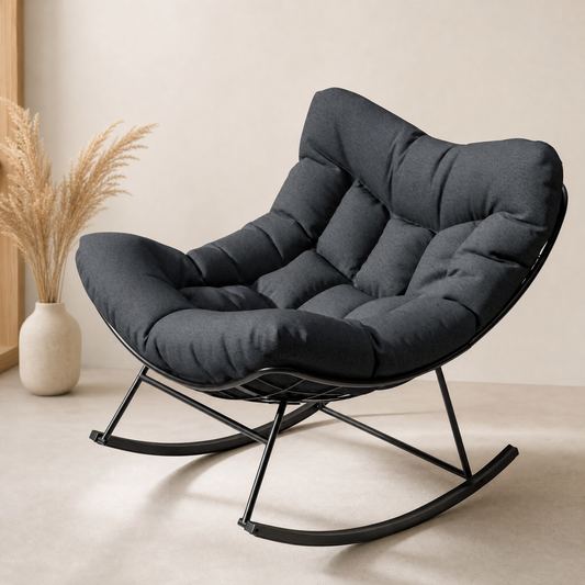 Papasan-Schaukelsessel mit Polsterauflage – für drinnen & draußen, optional mit Hocker — Bild 1