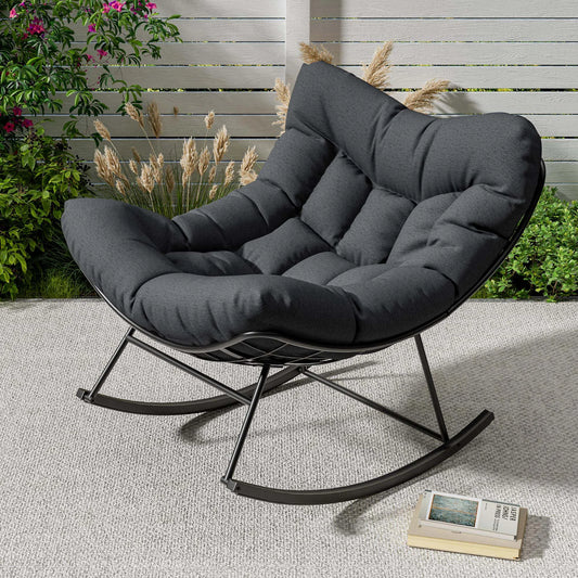 Papasan-Schaukelsessel mit Polsterauflage – für drinnen & draußen, optional mit Hocker — Bild 2
