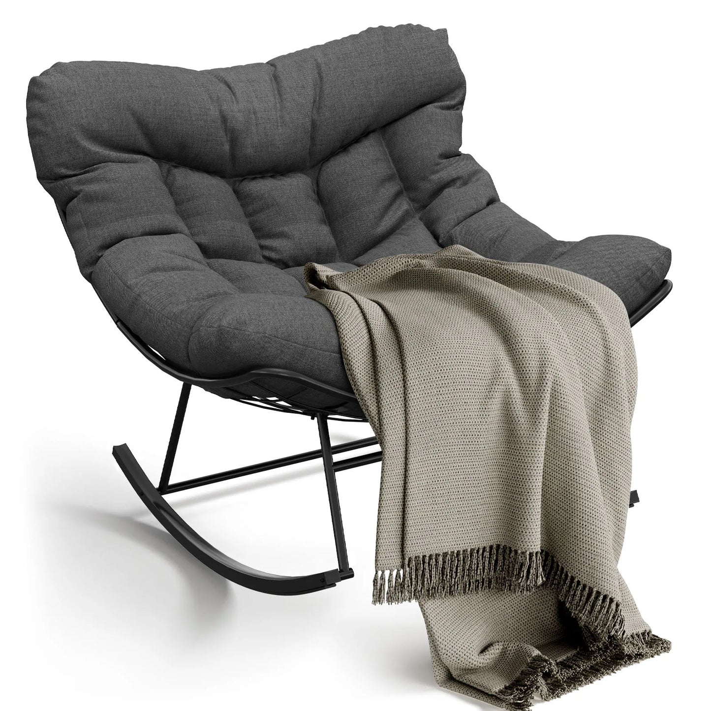 Papasan-Schaukelsessel mit Polsterauflage – für drinnen & draußen, optional mit Hocker — Bild 3