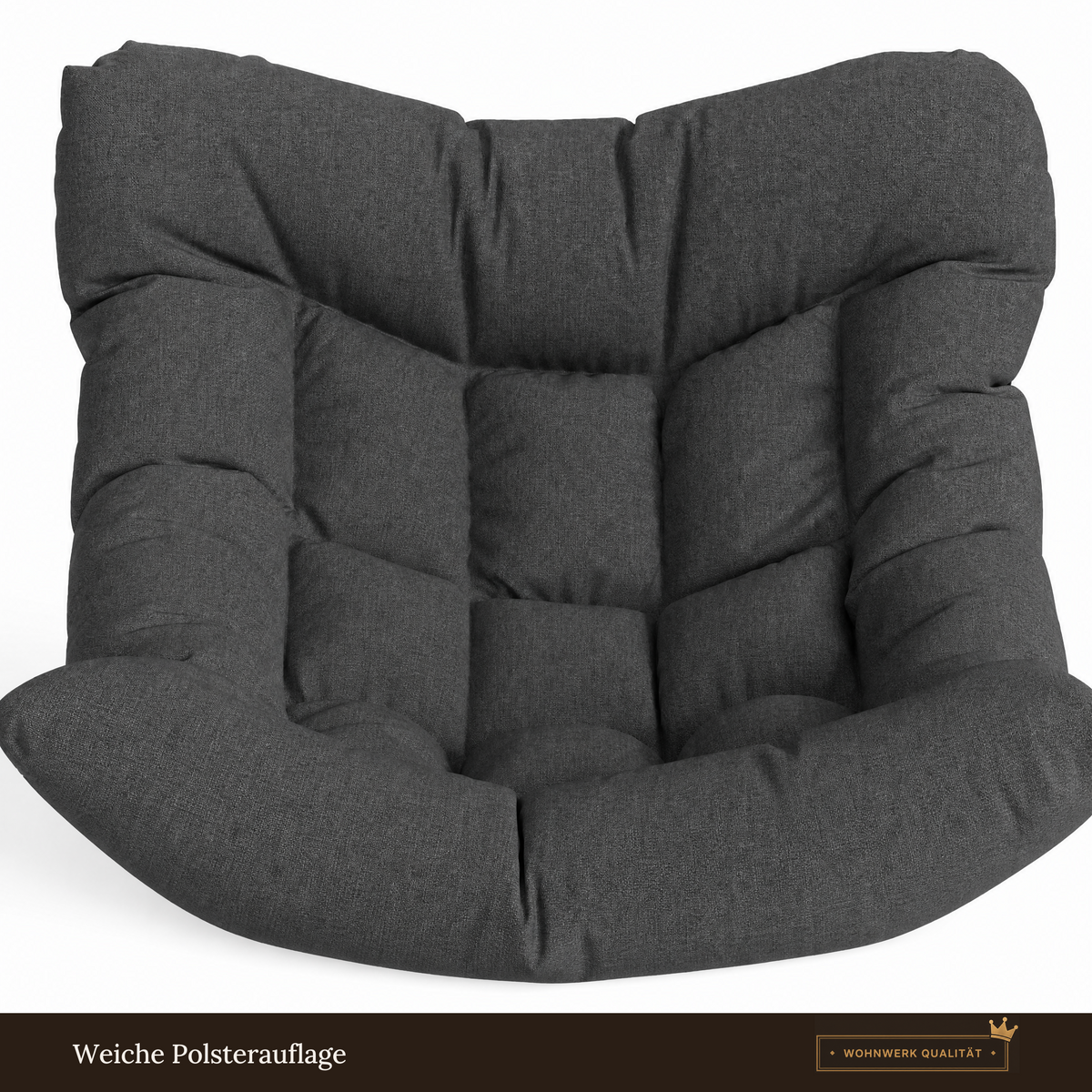 Papasan-Schaukelsessel mit Polsterauflage – für drinnen & draußen, optional mit Hocker